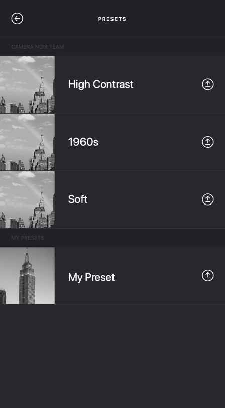 Camera Noir - Presets