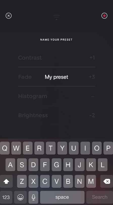 Camera Noir - Save Preset